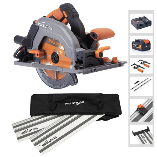 Evolution Power Tools Evolution Cordless R185CCSX-Li 7-1/4 Track Compatible Circular Saw Bundle
