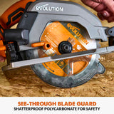 Evolution Power Tools Evolution Cordless R185CCSX-Li 7-1/4 Track Compatible Circular Saw Brushless 20V Li-Ion EXT Inc Multi-Material Blade, view 4