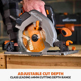 Evolution Power Tools Evolution Cordless R185CCSX-Li 7-1/4 Track Compatible Circular Saw Brushless 20V Li-Ion EXT Inc Multi-Material Blade, view 6