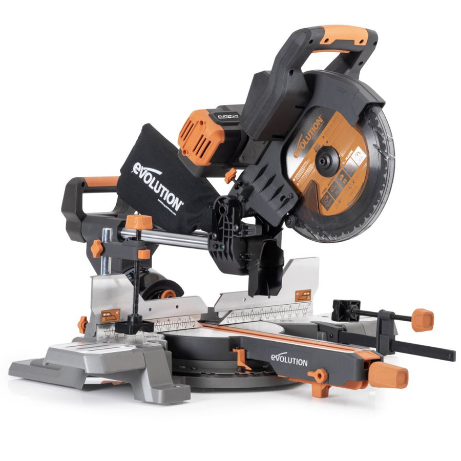 Evolution Power Tools Evolution Cordless R255SMS-DB-Li: Dual Bevel Sliding Miter Saw With 10 in. Multi-Material Blade