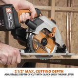 Evolution Power Tools Evolution Cordless R165CCS-Li 6-1/2 in Circular Saw 20V Li-Ion EXT Inc Multi-Material Blade, view 6