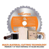 Evolution Power Tools Evolution Cordless R185SMS-Li 7-1/4 in Sliding Miter Saw 20V Li-Ion EXT Inc Multi-Material Blade, view 5