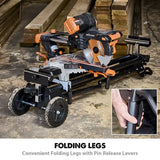 Evolution Power Tools Evolution Universal Heavy-Duty Miter Saw Stand PLUS (XL): 10 Ft Support Arms / 661 Lbs Load Capacity with Wheels, view 5