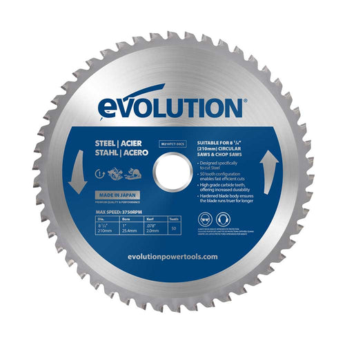 Evolution Power Tools Evolution M210TCT-50CS | 8-1/4 in. | 50T | 1 in. Arbor | Mild Steel and Ferrous TCT Blade
