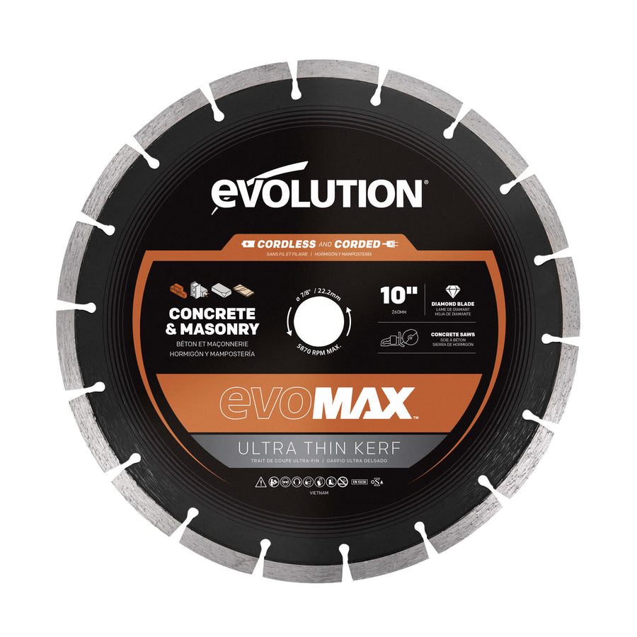 Evolution Power Tools Evolution EVOMAX 10 In. Cordless Specific, Premium Diamond Ultra Thin kerf Blade