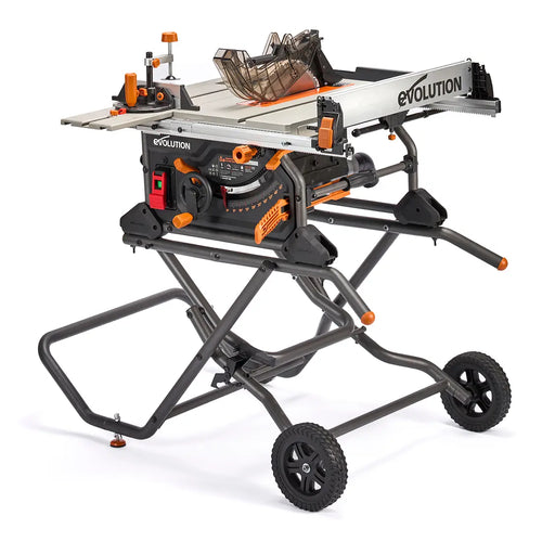 Evolution Power Tools Evolution R10TBLX Portable Jobsite Wood Cutting Table Saw with Stand | 10 in. Multi-Material Cutting Blade Included