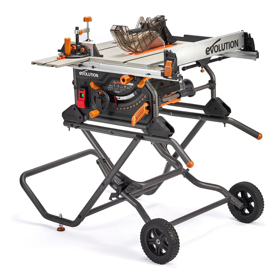 Evolution Power Tools Evolution R10TBLX Portable Jobsite Wood Cutting Table Saw with Stand | 10 in. Multi-Material Cutting Blade Included