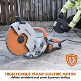 Evolution Power Tools Evolution R12DCT | 12 in. | Electric Concrete | Water Fed Dust Suppression | Premium Diamond Blade Included, view 4