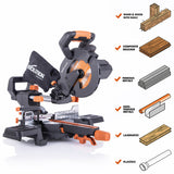 Evolution Power Tools Evolution R185SMS+: Single Bevel Sliding Miter Saw With 7-1/4 in. Multi-Material Cutting Blade, view 3
