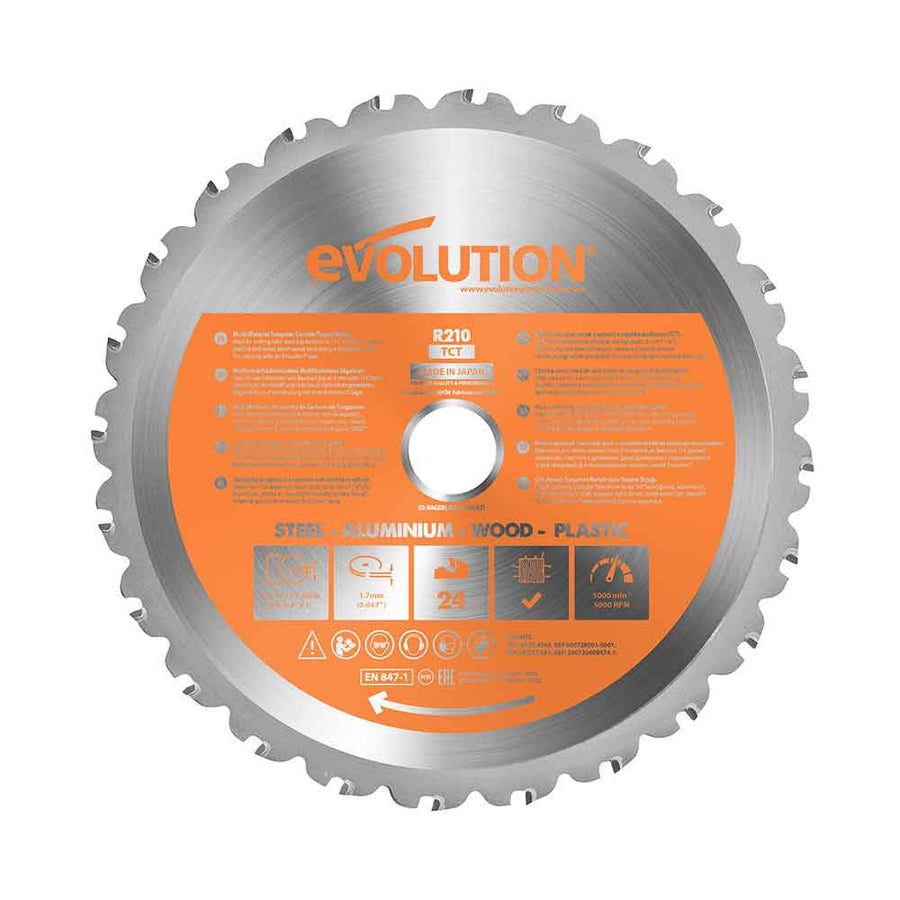 Evolution Power Tools Evolution R210TCT-24 | 8-1/4" in. | 24T | 1 in. Arbor | Multi-Material TCT Blade