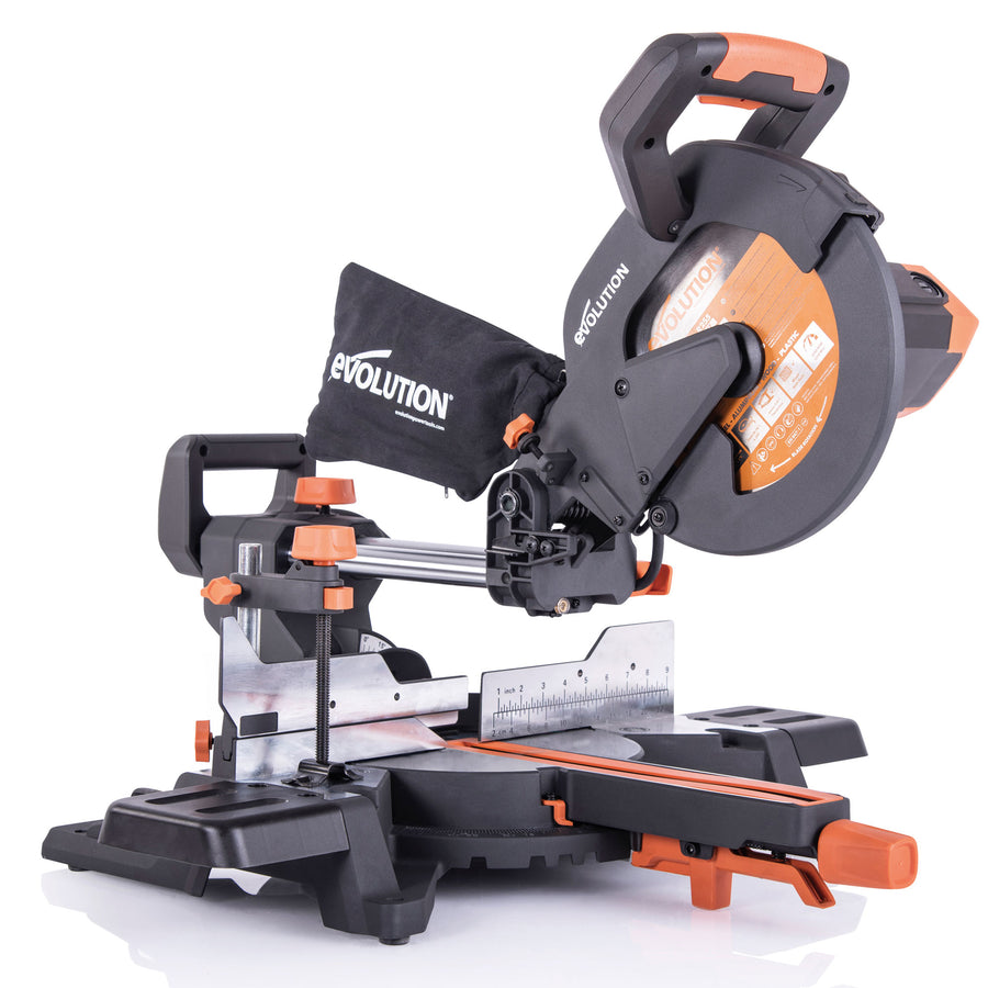 Evolution Power Tools Evolution R255SMS+: Single Bevel Sliding Miter Saw With 10 in. Multi-Material Cutting Blade