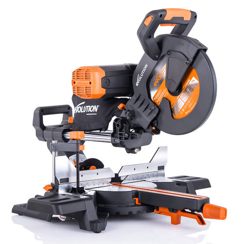 Evolution Power Tools Evolution R255SMS-DB+: Dual Bevel Sliding Miter Saw With 10 in. Multi-Material Cutting Blade