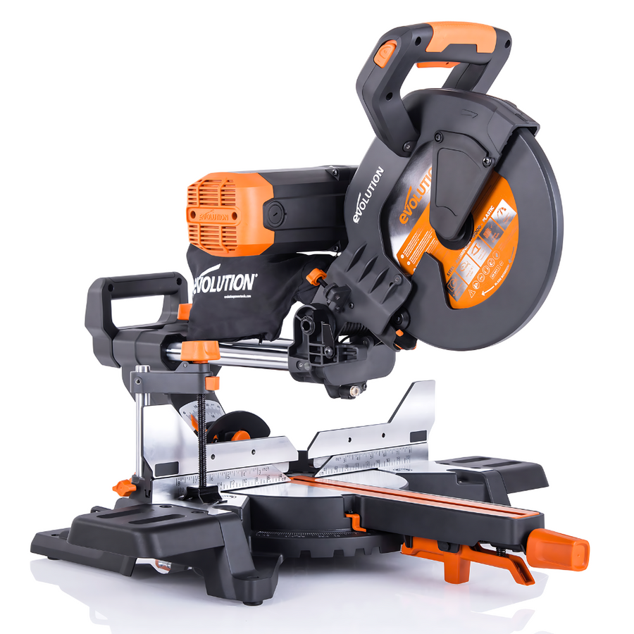 Evolution Power Tools Evolution R255SMS-DB+: Dual Bevel Sliding Miter Saw With 10 in. Multi-Material Cutting Blade