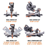 Evolution Power Tools Evolution R255SMS-DB+: Dual Bevel Sliding Miter Saw With 10 in. Multi-Material Cutting Blade, view 2