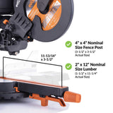 Evolution Power Tools Evolution R255SMS-DB+: Dual Bevel Sliding Miter Saw With 10 in. Multi-Material Cutting Blade, view 5