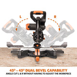 Evolution Power Tools Evolution R255SMS-DB+: Dual Bevel Sliding Miter Saw With 10 in. Multi-Material Cutting Blade, view 6