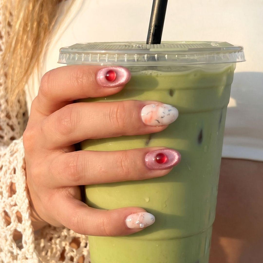 EyeCandys Raspberry Ripple Press-On Nails