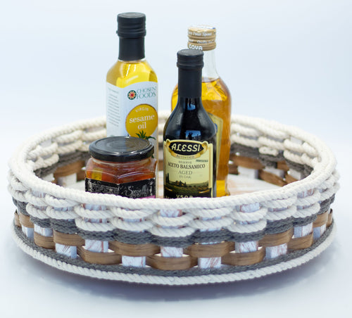 Foxcreek Baskets 13 inch Lazy Susan Basket--Cottage Grey