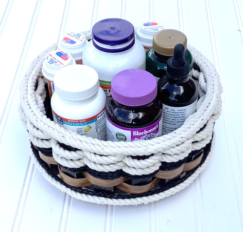 Foxcreek Baskets 8” Lazy Susan Basket-Cottage Black