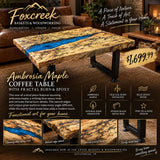 Foxcreek Baskets Ambrosia maple River table with Blue epoxy., view 2