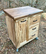 Foxcreek Baskets Ambrosia Maple Small Mobile Kitchen Island with Walnut Butcher Block, view 3