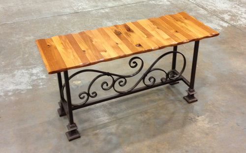 Foxcreek Baskets Bench--18x48 mahogany wained edge wrought iron bench