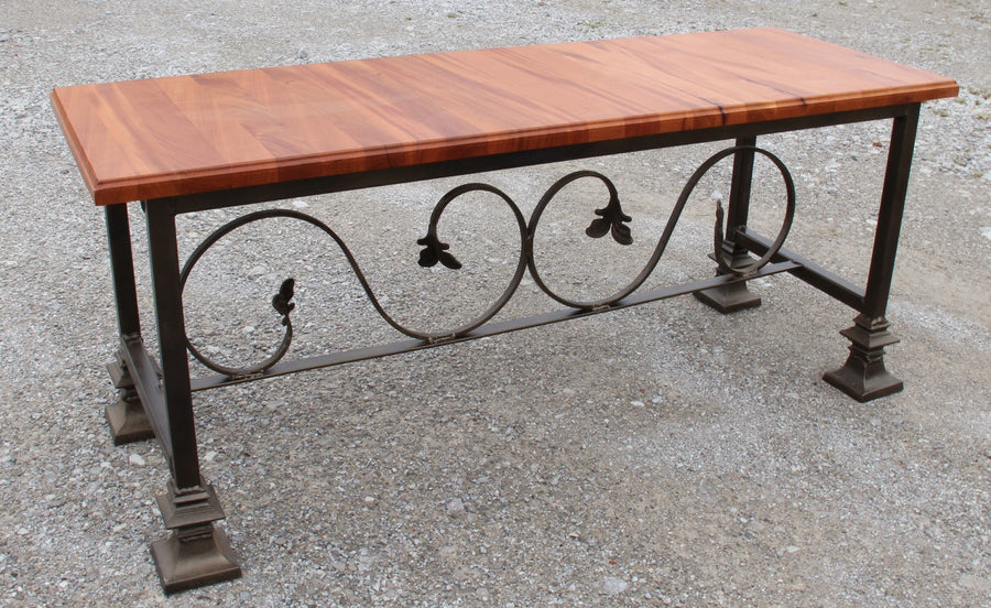 Foxcreek Baskets Bench-mahogany and wrought iron