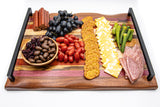 Foxcreek Baskets Charcuterie Board-Exotic Wood Stripes w/handle, view 3