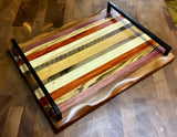 Foxcreek Baskets Charcuterie Board-Exotic Wood Stripes w/handle, view 5