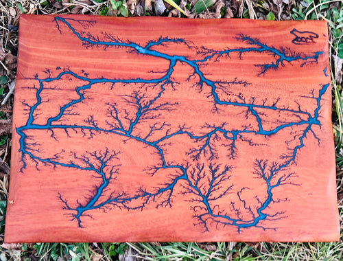 Foxcreek Baskets Charcuterie Board- Mahogany Fractal Burn w/blue epoxy