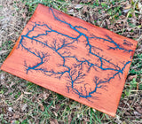 Foxcreek Baskets Charcuterie Board- Mahogany Fractal Burn w/blue epoxy, view 2