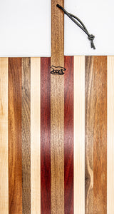 Foxcreek Baskets Charcuterie Board-Stripe w/exotic wood and wood handle, view 2