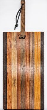 Foxcreek Baskets Charcuterie Board-Stripe w/exotic wood and wood handle, view 3