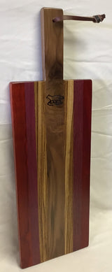 Foxcreek Baskets Charcuterie Board-Stripe w/exotic wood and wood handle, view 6