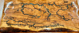 Foxcreek Baskets Charcuterie Board w/fractal burnt filled with epoxy/cherry live edge wood, view 2