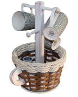 Foxcreek Baskets Coffee Mug Lazy Susan Basket-- Cottage Grey, view 5