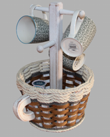 Foxcreek Baskets Coffee Mug Lazy Susan Basket-- Cottage Grey, view 6