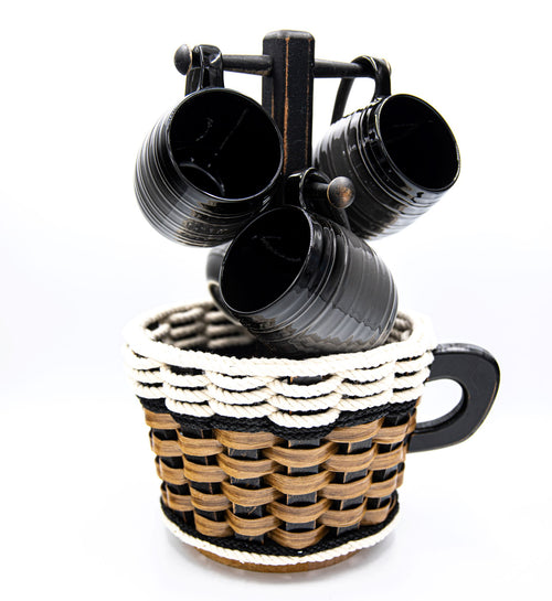 Foxcreek Baskets Coffee Mug Lazy Susan Basket- Cottage Black