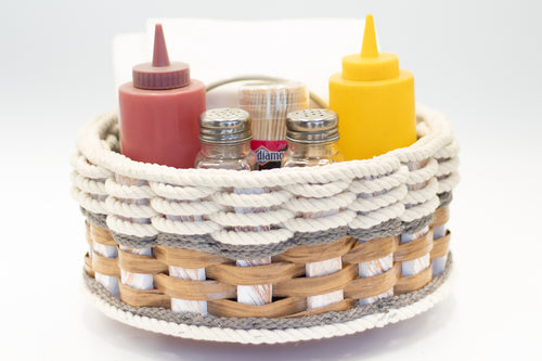 Foxcreek Baskets 9 inch Lazy Susan Basket--Cottage Grey