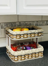 Foxcreek Baskets Double Bread Basket- Cottage Grey, view 2