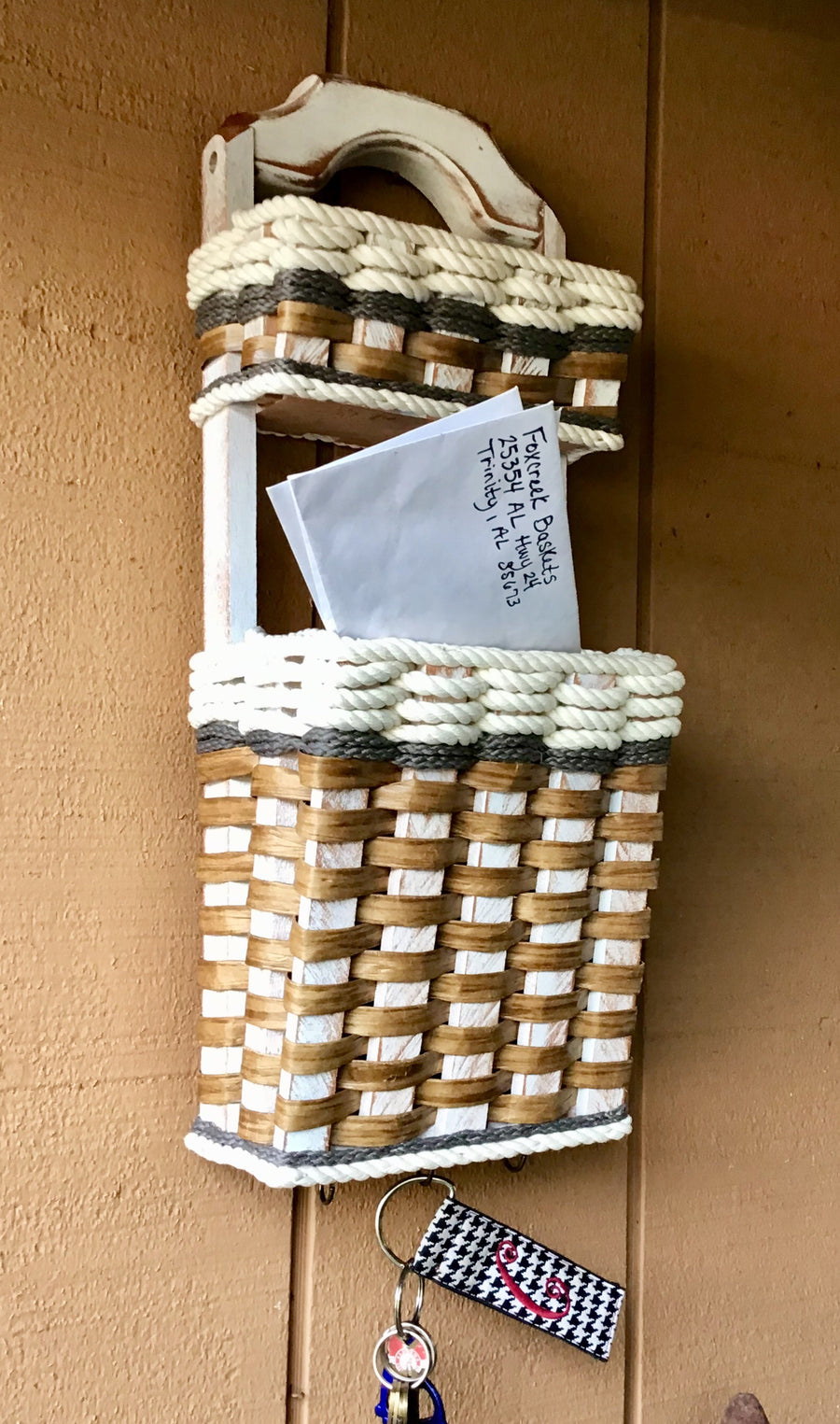 Foxcreek Baskets Wall Organizer Double Basket w/hooksCottage Grey