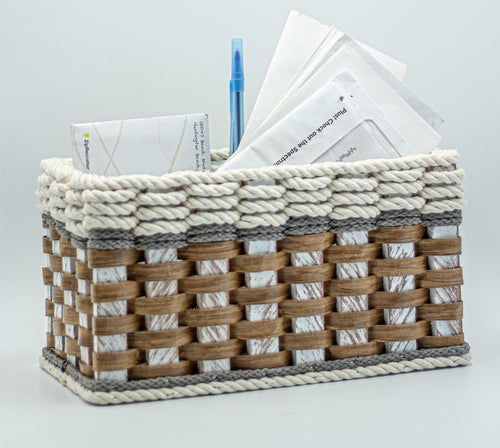 Foxcreek Baskets Mail Organizer--Cottage Grey