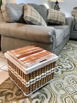 Foxcreek Baskets Ottoman Basket-Cottage Grey, view 2