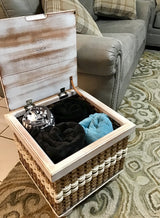 Foxcreek Baskets Ottoman Basket-Cottage Grey, view 3