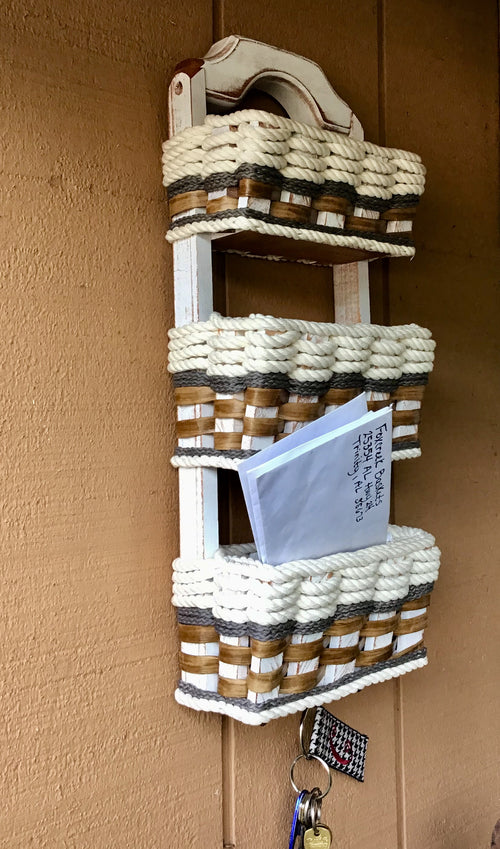 Foxcreek Baskets Wall Organizer Triple Baskets w/hooks-Cottage Grey