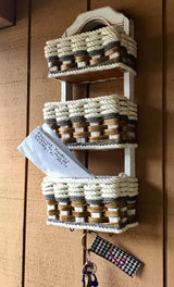 Foxcreek Baskets Wall Organizer Triple Baskets w/hooks-Cottage Grey, view 2
