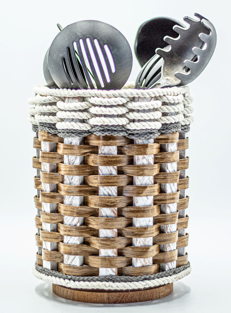 Foxcreek Baskets Utensil Lazy Susan--Grey Cottage