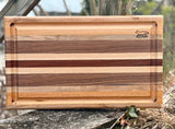 Foxcreek Baskets Cutting board-16x22 Large Stripe with fractal burn and blue epoxy, view 2