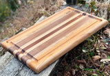 Foxcreek Baskets Cutting board-16x22 Large Stripe with fractal burn and blue epoxy, view 4