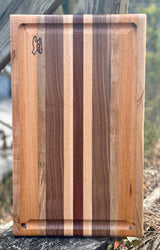 Foxcreek Baskets Cutting board-16x22 Large Stripe with fractal burn and blue epoxy, view 5